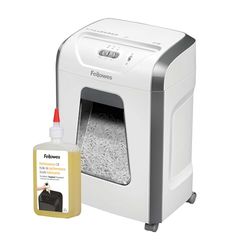 Fellowes FS-12C - Trituradora de Papel, Corte en partículas, destruye hasta 12 Hojas, destructora de Papel Uso Personal, Exclusiva de Amazon + Fellowes Aceite lubricante para destructoras, 355 ml