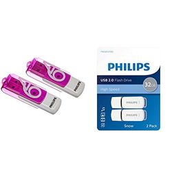 Philips Vivid Edition USB 2.0 da 64 GB, in confezione da 2, di colore viola (etichetta in lingua italiana non garantita) & Unità flash USB Snow Edition 32 GB, USB 2.0, confezione da 2