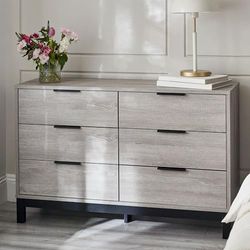 Julian Bowen Bali Cassettiera larga a 6 cassetti - Rovere grigio, 77 X 120 X 40 cm