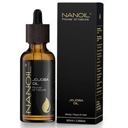 Olio di jojoba Nanoil Jojoba Oil 50ml - olio naturale, spremuto a freddo e non raffinato per la cura di viso, corpo e capelli, sollievo, morbidezza e bilanciamento del sebo
