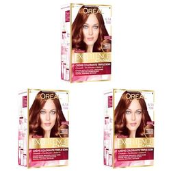 L'Oréal Paris Excellence Crème Coloration Permanente Cheveux - Nuance : Acajou Cuivré (6,54) (Lot de 3)