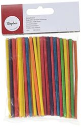 Rayher Bâtonnets de bois, multicolore, 60 pces., rond, 4mm ø, 10cm, bois FSC 100%, usages multiples, bricolage, arts créatifs-6121549