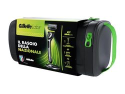 Gillette LABS Rasoio Uomo, Con 1 Lamette Gillette LABS Con Barra Integrata, Base Magnetica, Crema Idratante Viso e Barba, Custodia Da Viaggio, Grigio, Rasoio Manuale, Lamette da Barba Autentiche