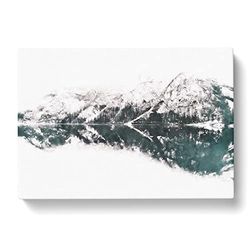 Lake Reflection In Italy Painting Modern Art Canvas Wall Art Print Ready to Hang, Framed Picture for Living Room Bedroom Home Office Décor, 60x40 cm (24x16 Inch)