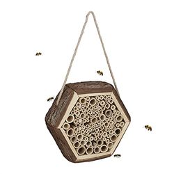 Relaxdays Hôtel à Insectes, Nid Abeilles Sauvages, guêpes, Jardin, Balcon, Refuge à bourdons, HLP 18 x 20 x 7 cm, Nature