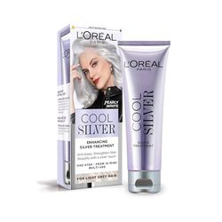L'Oréal Paris Cool Silver Pearly White, Our 1st Enhancing Treatment for Natural Grey Hair, Semi-Permanent Colour, Enriched with Cool Dyes & Ceramides