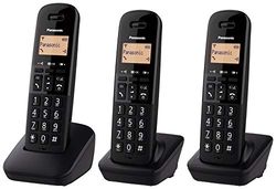 Panasonic KX-TGB613EB DECT Cordless Landline Telephone with Nuisance Call Blocker and Shock Resistant Handsets (Triple Handset Pack) – Black
