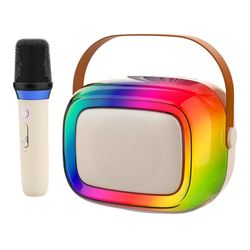 GUYUCOM Karaoke per Bambini con 1 Microfono Bambini, 5 Modalità di Illuminazione RGB, Karaoke Bluetooth è Compatibile con Una Varietà di Dispositivi, Adatto a Bambini di 4, 5, 6, 7, 8, 9, 10 Anni