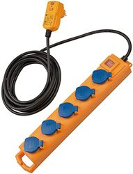 Brennenstuhl Super-Solid SL 554 extensão de tomadas com 5 tomadas de corrente para jardim (cabo de 5 m, com interruptor de segurança, IP54, cavilha FI, para instalação, uso exterior) amarelo