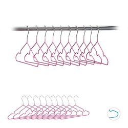Relaxdays Conjunto de 20 cabides para bebé antiderrapantes, metal, rosa, 30 cm