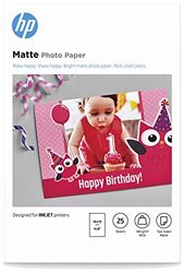 HP Matte Photo Paper, 180 g/m2, 25 sheets, White, 10 x 15 cm