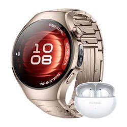 HUAWEI Watch 5, 42mm Smartwatches, + FreeBuds 6i Blanco, Multi-Sensor Revolucionario X-Tap, SpO2 con la Yema del Dedo, Health Glance, Pago NFC, ECG, HRV, eSIM, Rose Gold