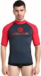 Cressi Hydro Men's Rash Guard Short Sleeves - Camisa de Protección Deportiva para Hombres con Mangas Cortas, Negro/Rojo, XL