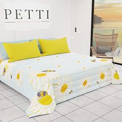 PETTI Artigiani Italiani - Sprei voor lente, zomer, tweepersoonsbed, design Botanic 02, 100% hypoallergeen, microvezel, 100% Made in Italy