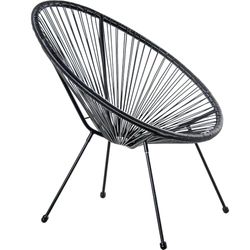 DRW Fauteuil extérieur en Acier et Osier synthétique PE Noir 80 x 71 x 83 cm