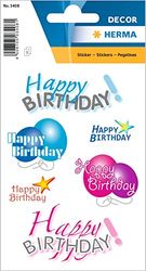 HERMA 3408 Happy Birthday Paper - Pegatinas permanentes autoadhesivas (3 hojas/18 pegatinas)