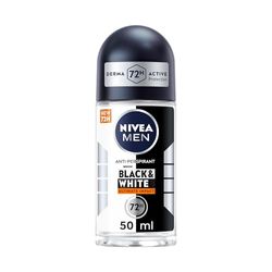 NIVEA MEN Black & White Invisible Ultimate Impact Roll-on 50 ml, Deodorante uomo 72h, Deodorante roll on antitraspirante contro odori, sudore, residui, irritazioni e macchie su tessuti chiari e scuri