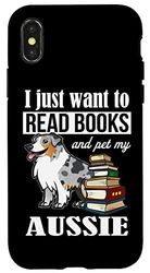 Funny Read Books & Pet Blue Merle Australian Shepherd Lover Custodia per iPhone X/XS