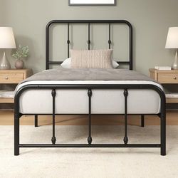 Zinus Florence łóżko 90 x 200 cm – 35 cm wysokości – metalowa rama łóżka z zagłówkiem i podnóżkiem – łóżko ze stelażem – rama łóżka w stylu vintage – miejsce do przechowywania pod łóżkiem – czarne