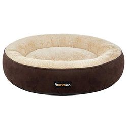 FEANDREA Rond donut hondenbed, kattenbed, 70 x 70 cm, bruin PGW070K01