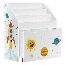 SONGMICS Étagère pour Jouets, 3 Compartiments Bibliothèque pour Enfants, Boîte à Jouets Mobile, avec roulettes, Multi-Usage, pour Chambre d'enfant et Salle de Jeux, Blanc GKR41WT
