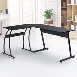 Gardenia Corner Negro Escritorio Angular, Metal Madera, 112,5 x 147,5 x 74