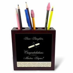 3drose PH 234548 _ 1 12,7 cm "Congratulations/Masters degré/pour fille/diplôme et Damas" Tile porte-stylo