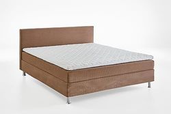 Atlantic Home Collection Lit à Sommier Tapissier avec Lattes et Matelas à Ressorts H3, Bois, Caramel, 160 x 200 cm