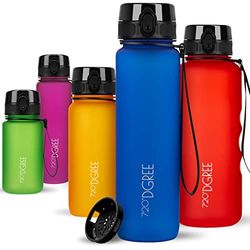 720°DGREE Water Bottle 650ml "uberBottle" +Fruit-Sieve, softTouch - Waterfles BPA-Free, Lekvrij, Herbruikbaar - Lichte Drinkfles, Sportfles voor Kinderen, School, Sport, Camping, Outdoor, Travel