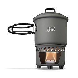 Esbit Kookset voor droge brandstof, outdoor campingkooktoestel, 585 ml, met aluminium pan, inklapbare handgrepen, campingkooktoestelset