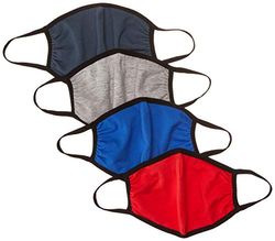 Quality Durables Kids 4-Pack Reusable Face Covering Masque de Costume, Rouge/Gris/Bleu Roi/Gris chiné-Enfants, Big