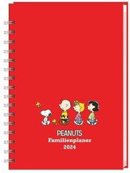 Peanuts Familienplaner Buch A5 2024. Familienkalender mit 5 Spalten. Liebevoll illustrierter Buch-Kalender mit Einstecktasche und Schulferien. Terminplaner mit 160 Seiten.