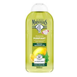 Le Petit Marseillais | Shampooing Purifiant Ortie & Citron Bio (300 ml) – Shampoing sans silicone pour cheveux regraissant vite – 98% d'origine naturelle et pH équilibré