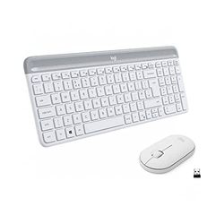 Logitech Slim Wireless Keyboard and Mouse Combo MK470, QWERTY Spanish Layout - White
