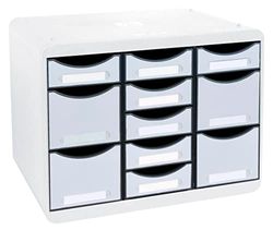 Exacompta - Rif. 313740D - STORE-BOX multi - 1 unità con 7 cassetti stretti e 4 cassetti alti - Dimensioni esterne: Profondità 27 x larghezza 35,5 x altezza 27,1 cm - Formato orizzontale - Grigio