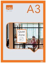 Nobo Self-adhesive Magnetic Poster Frame A3, Magnetic Display Frame, Pack of 2, A3 Magnetic Frames for Posters, Signs and Information, Orange, 1915698