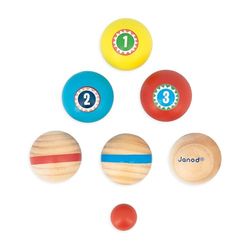 Janod - Set Bocce per Bambini Applepop - Gioco di Abilità - 6 Bocce + 1 Boccino + 1 Custodia - Gioco Aria Aperta Bambini - Giocattolo in Legno FSC - dai 3 Anni, J03365
