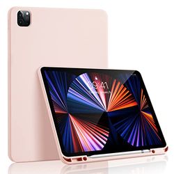 11 inch iPad Pro hoes, pennenhouder, schokbestendige siliconen achterkant (roze)