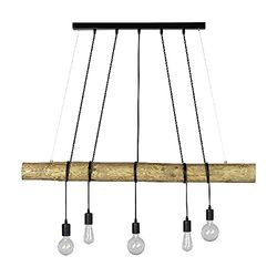 Homemania HOMBR_0289 Hanglamp, plafondlamp, hout, metaal, zwart, 115 x 80-120 x 140 cm