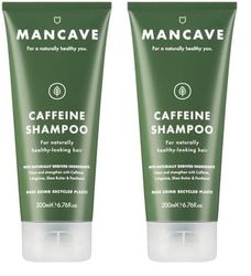 ManCave Caffeine Shampoo for Men, Support and Encourage Healthy Hair Growth with Caffeine, Panthenol and Vitamin E, Sulphate Free, Natural, Vegan, Cruelty Free, 200 ml (Pack of 2)