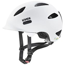 uvex oyo, casco da ciclismo leggero per bambini, regolazione individuale delle dimensioni, ampliabile con luce a LED, 50-54 cm, Bianco nero opaco