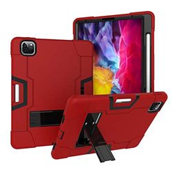 Funda para iPad Pro de 12.9 Pulgadas, Funda rígida híbrida de Alto Rendimiento con Soporte de Goma para Apple iPad Pro 12.9 2018/2020, Rojo + Negro