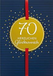 Perleberg Kort till 70-årsdagen. Födelsedag – Lifestyle-kollektion – kort till födelsedag med cirkel och bandmotiv – födelsedagskort med matchande kuvert – gratulationskort på 11,6 x 16,6 cm