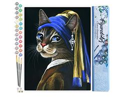 Figured'Art Peinture par Numéro Adulte La jeune minette à la perle - Activité Manuelle Kit de Loisir Créatif DIY Numéro d'Art Complet - 40x50cm sans châssis en bois