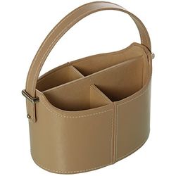 DRW Organizzatore per telecomandi - Porta Asciugamani da Tavolo in Ecopelle Beige 23 x 12 x 19 cm