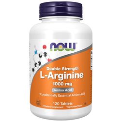 Now Foods, Double Strength L-Arginine, 1000 mg, 120 Compresse vegane, Aminoacido, Testato in Laboratorio, Senza Glutine, Senza Soia, Senza OGM