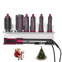 Soporte montado en la pared para Dyson Airwrap Styler, almacena 4 barriles cortos y 3 cepillos voluminizadores, soporte de almacenamiento para Airwrap Styler, organizador de metal para peinado de