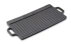 ECHTWERK Grillplatta stor 50,5 × 23 × 1,5 cm av gjutjärn med 2 handtag och emaljbeläggning, grillpanna/grillplatta för eldstad, grillplats, lägereld, ugn eller spis