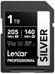 Lexar Silver Carte SD 1To, UHS-I Carte SDXC Jusqu'à 205 Mo/s en Lecture, 140 Mo/s en écriture, V30, 4K UHD Video, U3, Classe 10, Carte Mémoire SDXC avec Lexar Lifetime Data Recovery