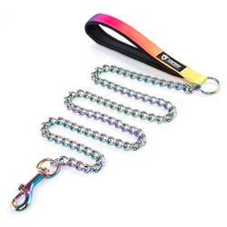 TSPRO Correa para Perros Cadena de Perro, Antimordeduras Cadena de Acero Inoxidable, Correa de Entrenamiento con Mango Suave, para Perros de Tamaño Mediano y Grande (3MM, Brillante)